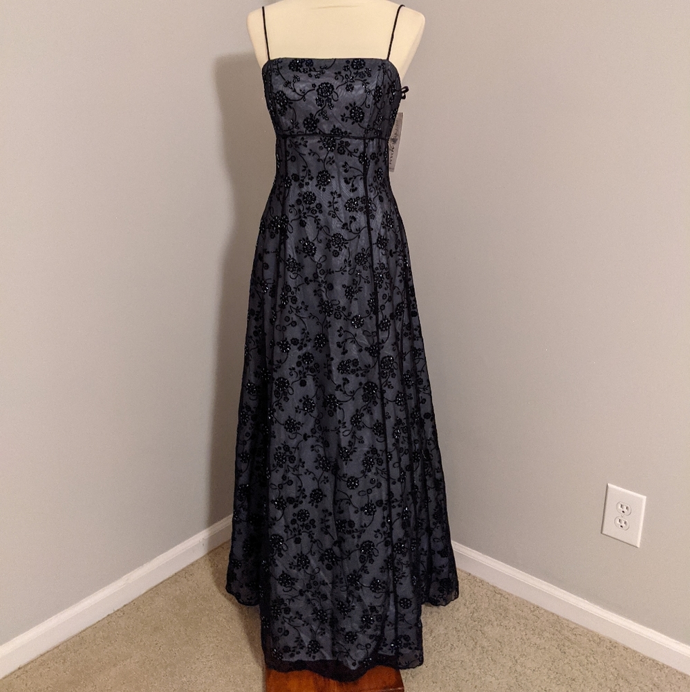 Beaded Sequin Floor Length Dress